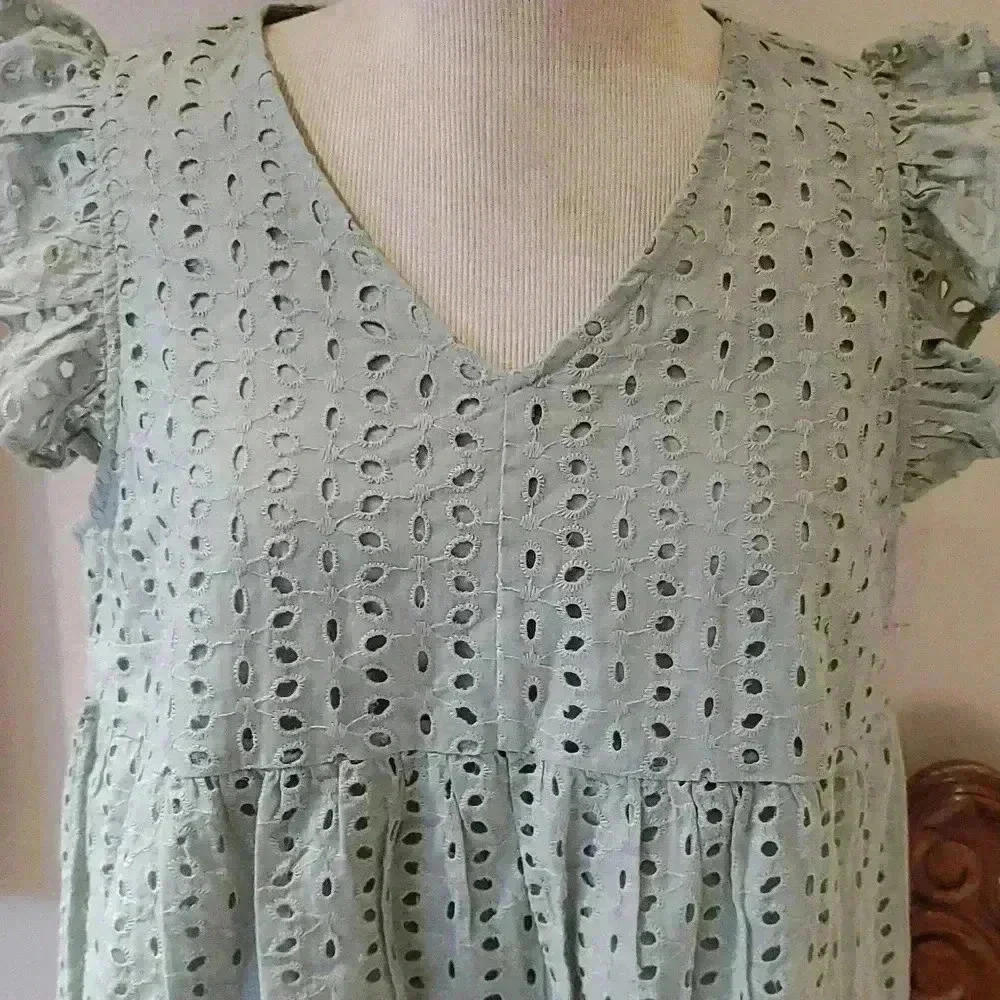 Vanilla bay eyelet green sage dress - Picture 2 of 8